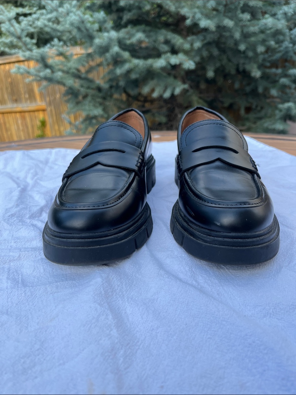 Marc Fisher Black Leather Penny Loafers